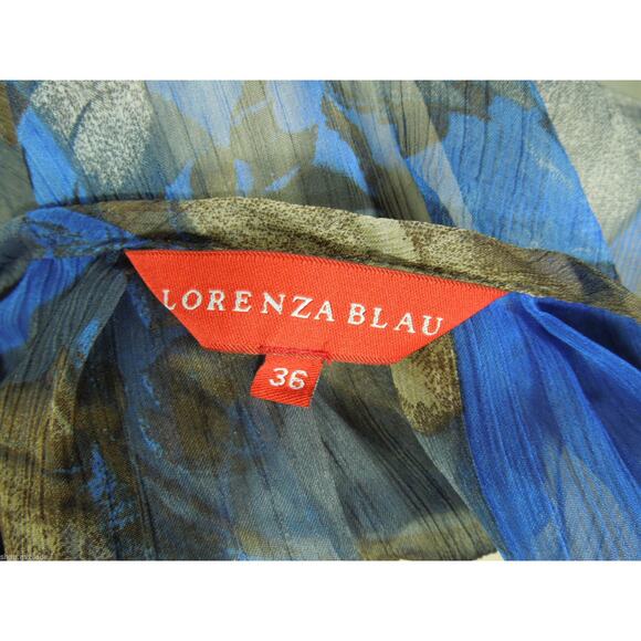 LORENZA BLAU Blouse size 36 Sheer Print Fabric 3/4 Sleeves - Picture 5 of 6